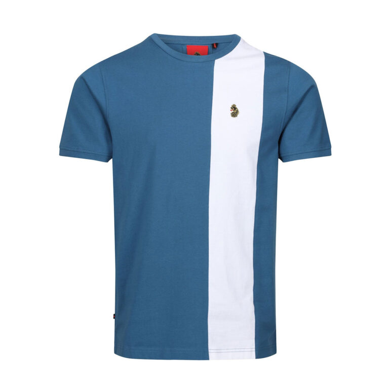 Luke Mill Tee Stripe Regular Fit Short Sleeve T-Shirt 220GSM - New Navy White