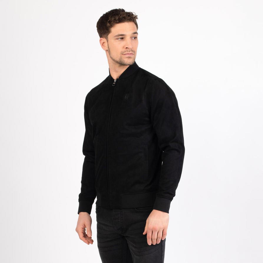 Luke Minky Marklew Regular Fit Long Sleeve Bomber Jacket - Jet Black