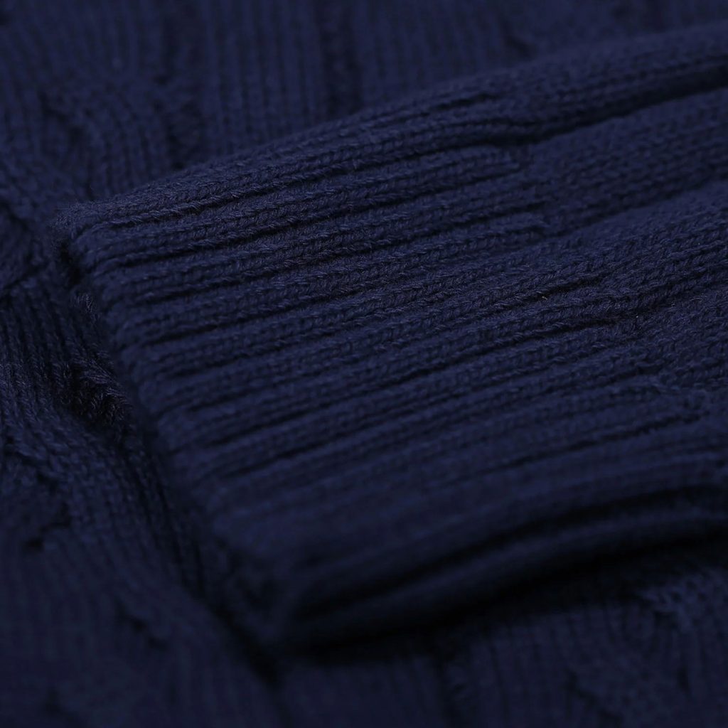 Luke Morden Textured Crew Neck Knitted Jumper - Navy