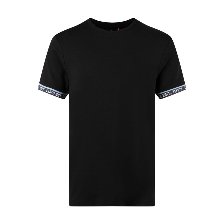 Luke Nelson Text Cuff Regular Fit Slort Sleeve T-Shirt - Black