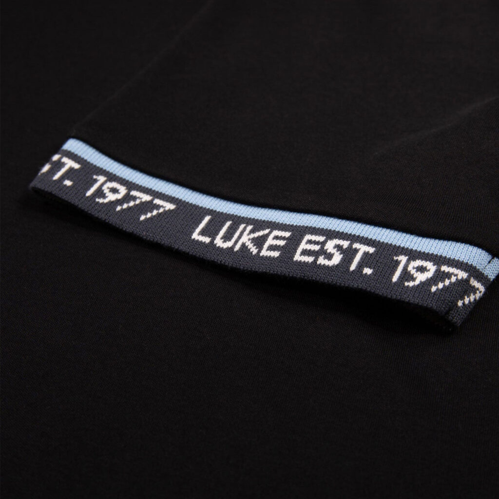 Luke Nelson Text Cuff Regular Fit Slort Sleeve T-Shirt - Black