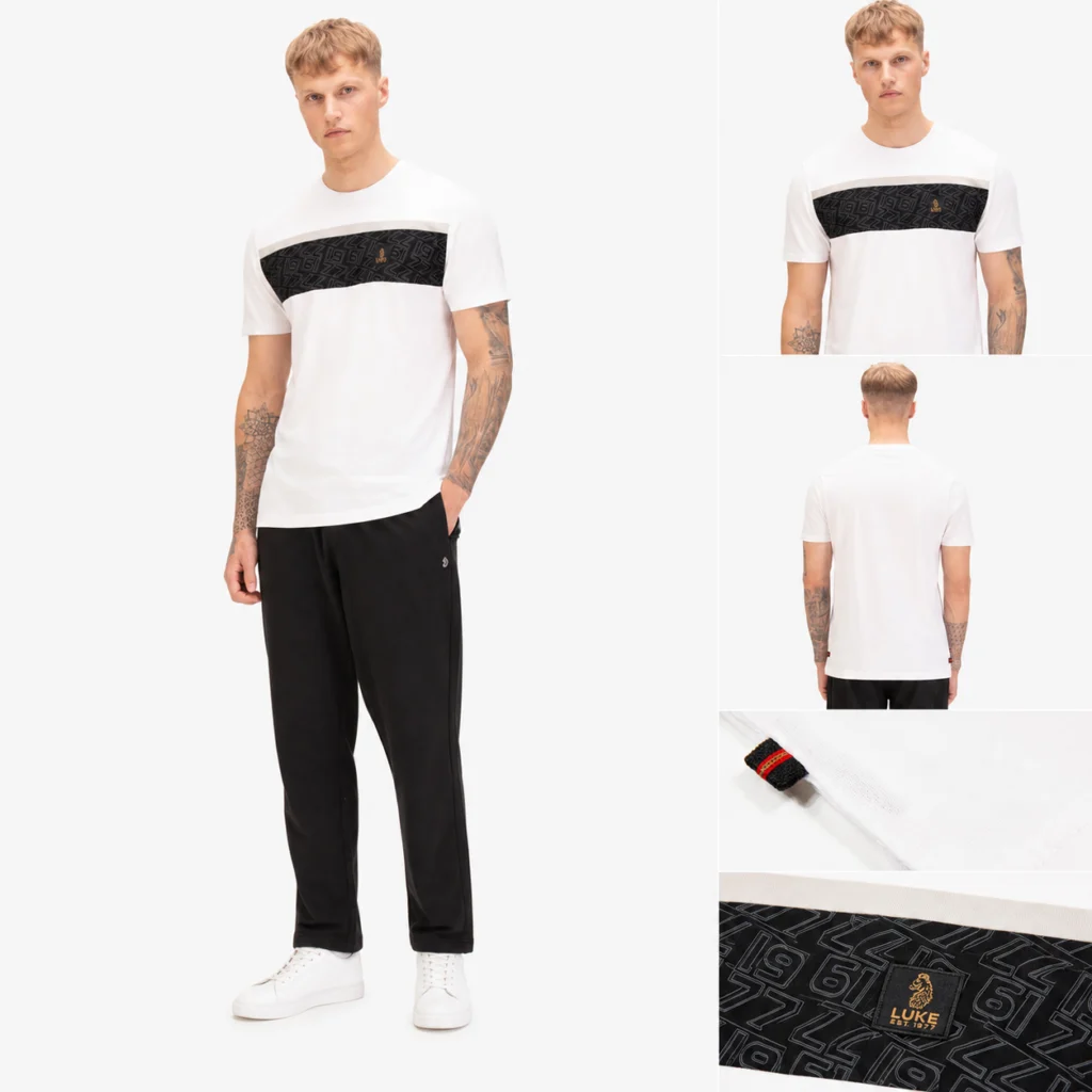 Luke Paolo Print Panel T-Shirt 180GSM - White
