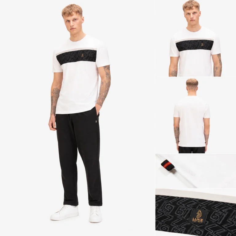 Luke Paolo Print Panel T-Shirt 180GSM - White
