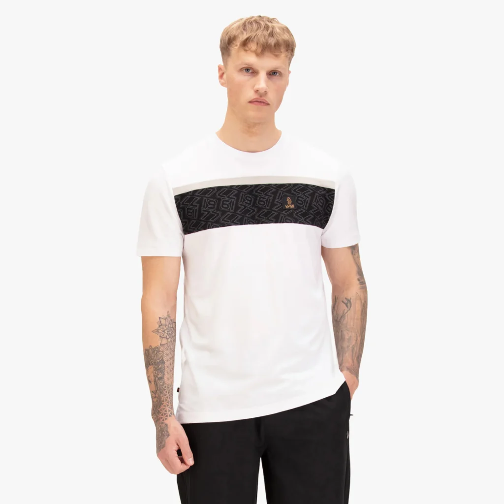 Luke Paolo Print Panel T-Shirt 180GSM - White