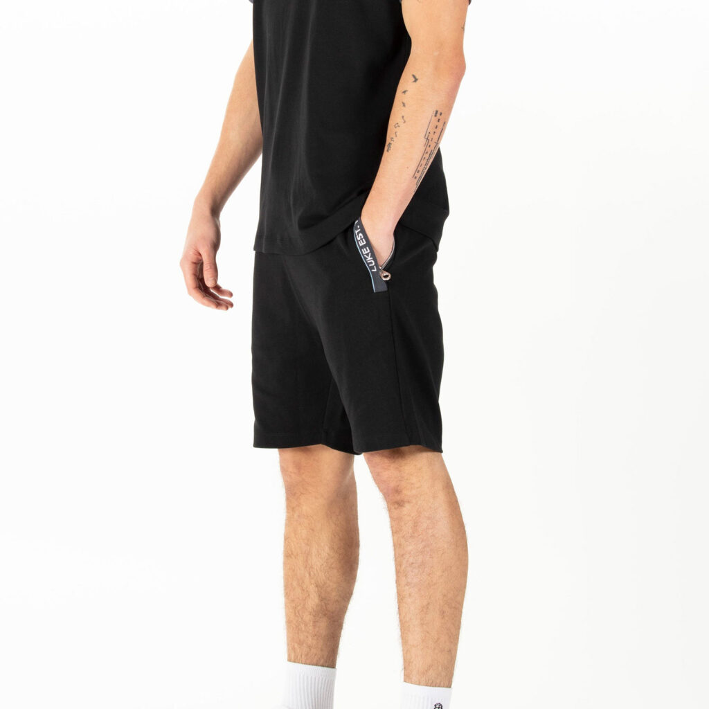 Luke Reid Text Detail 290GSM Regular Fit Shorts - Black