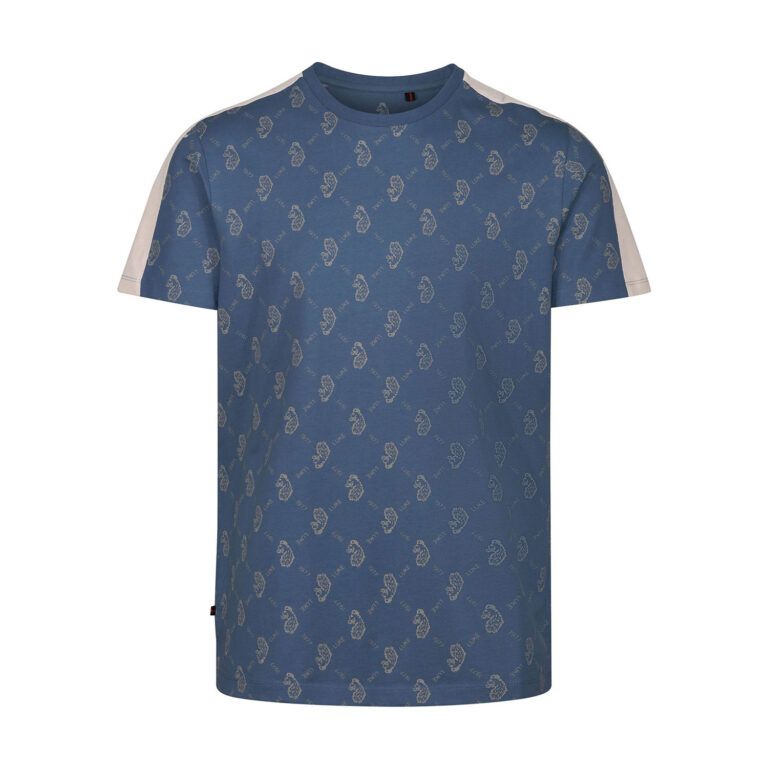 Luke Remos Overprint Regular Fit Short Sleeve T-Shirt - Denim Blue