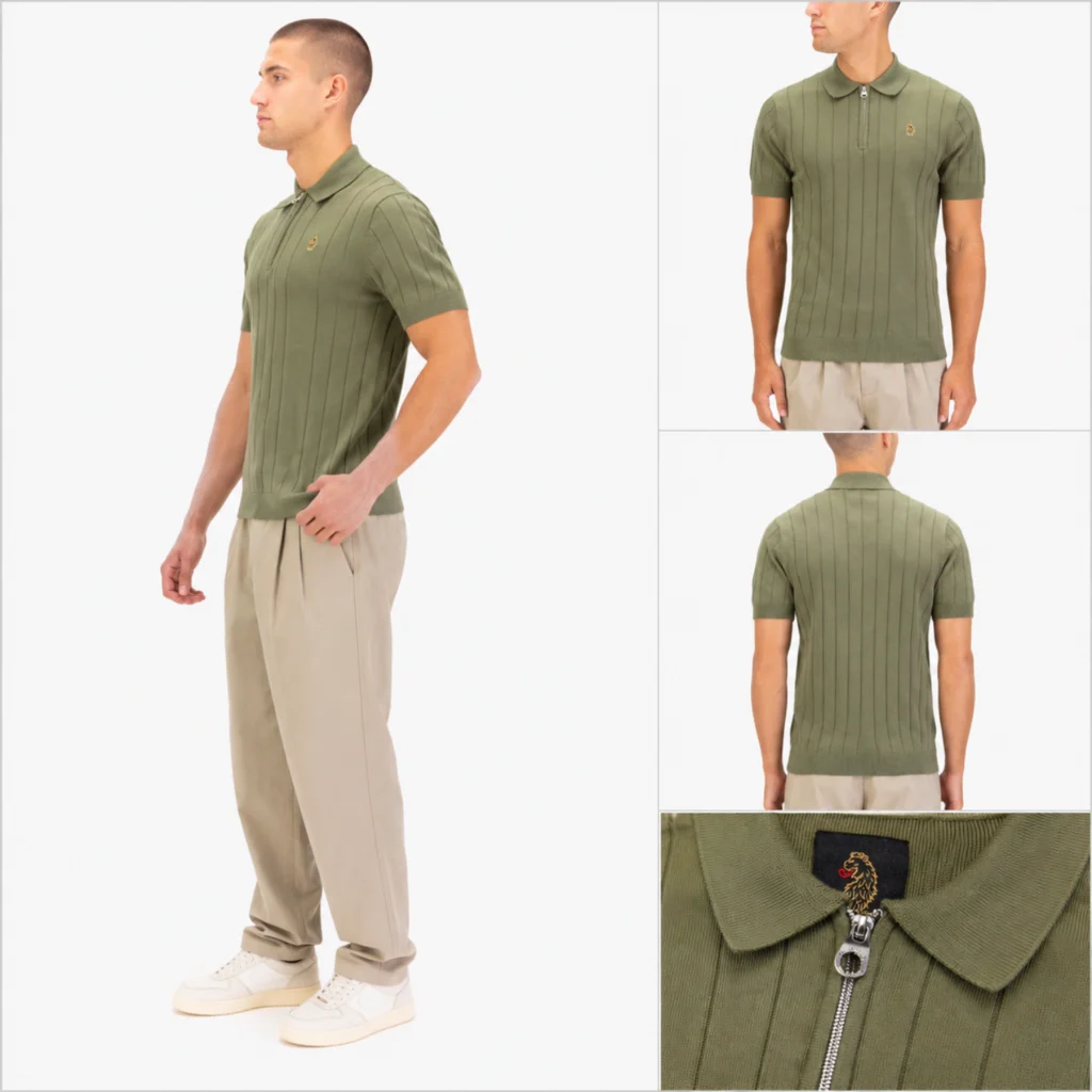 Luke Rib Eye Knitted Polo - Clover