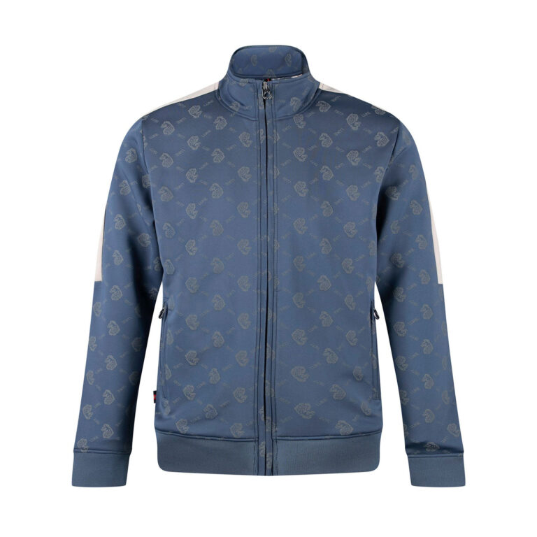 Luke Ronaldo Over Print Regular Fit Long Sleeve Zip Sweat - Denim Blue