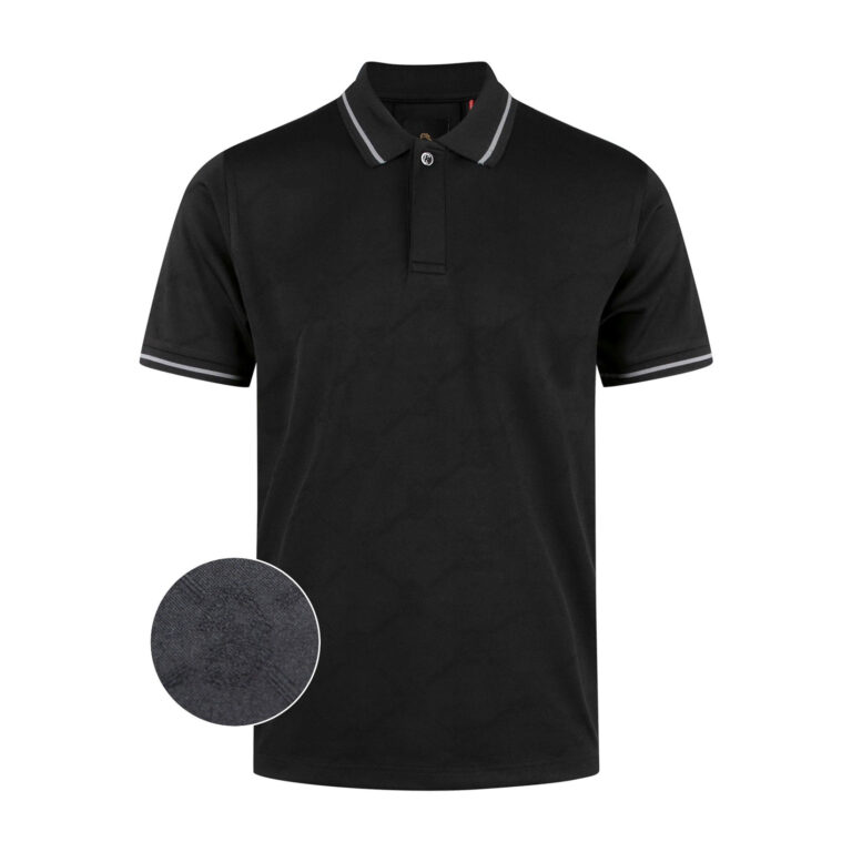 Luke Saxon Neck Regular Fit Short Sleeve Polo - Black