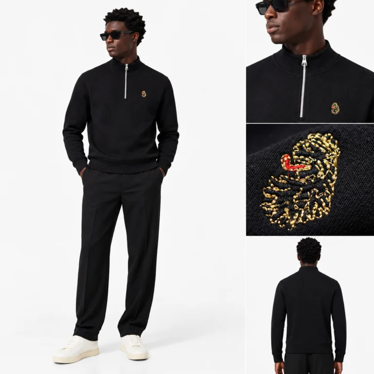 Luke Sydney 1000 320GSM  1/4 Zip Sweater - Jet Black