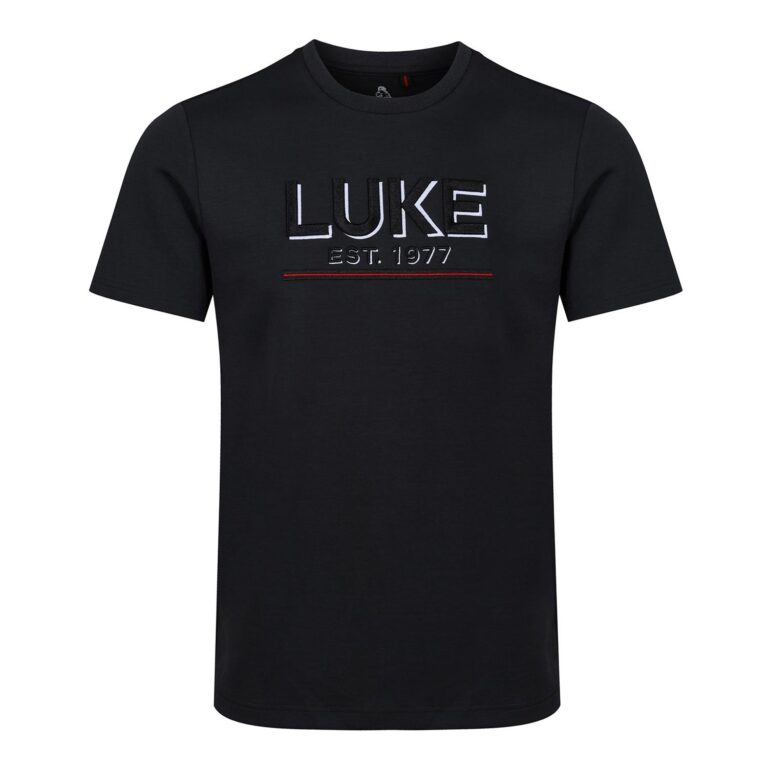 Luke Three D Embroidered Regular Fit Short Sleeve T-Shirt - Dark Charcoal