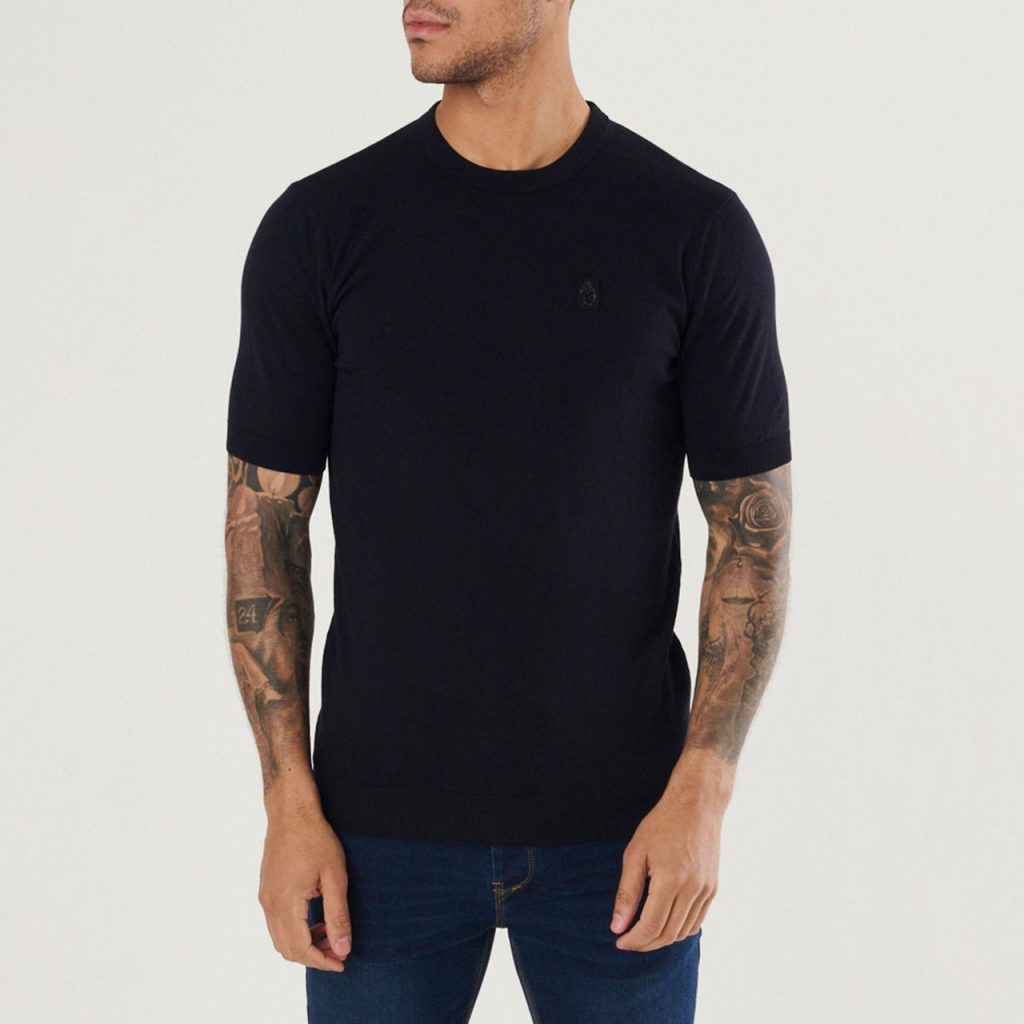 Luke Zinc Short Sleeve Knitted T-Shirt - Black