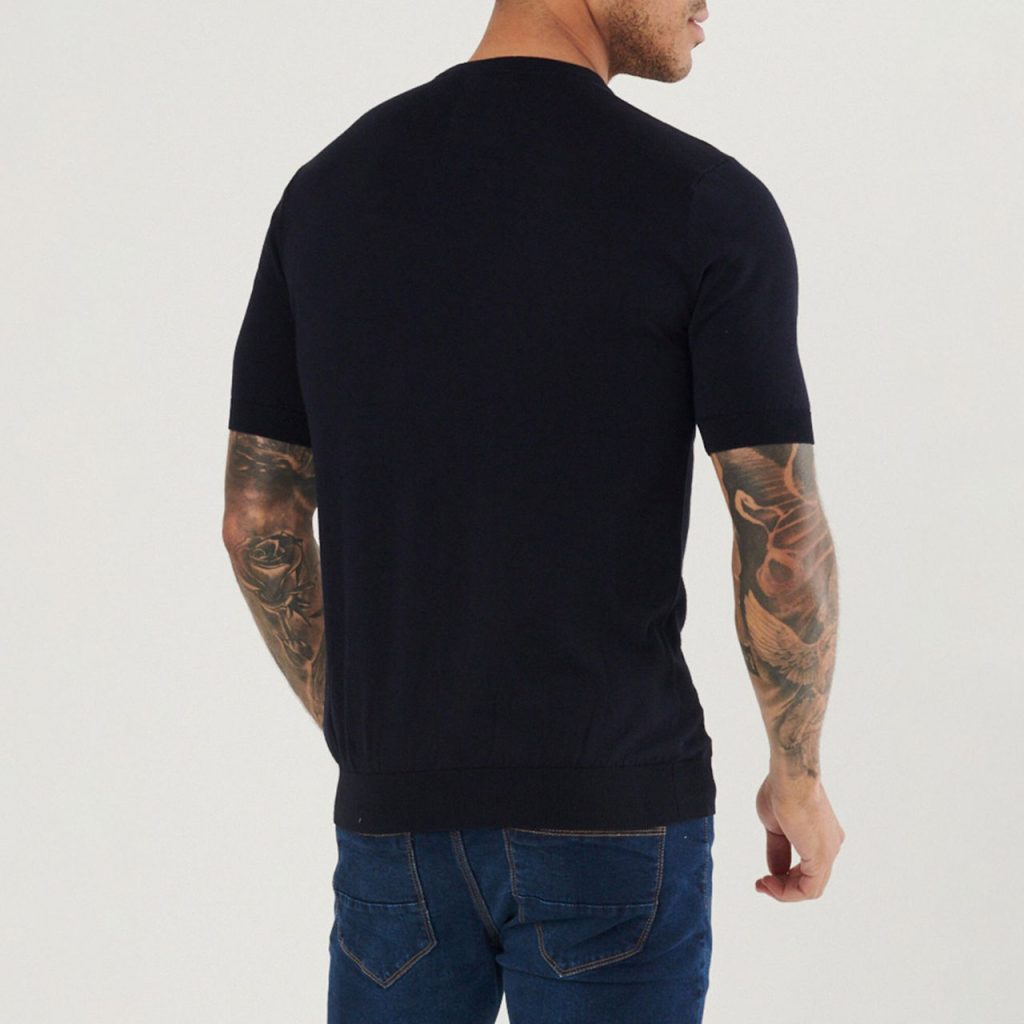 Luke Zinc Short Sleeve Knitted T-Shirt - Black