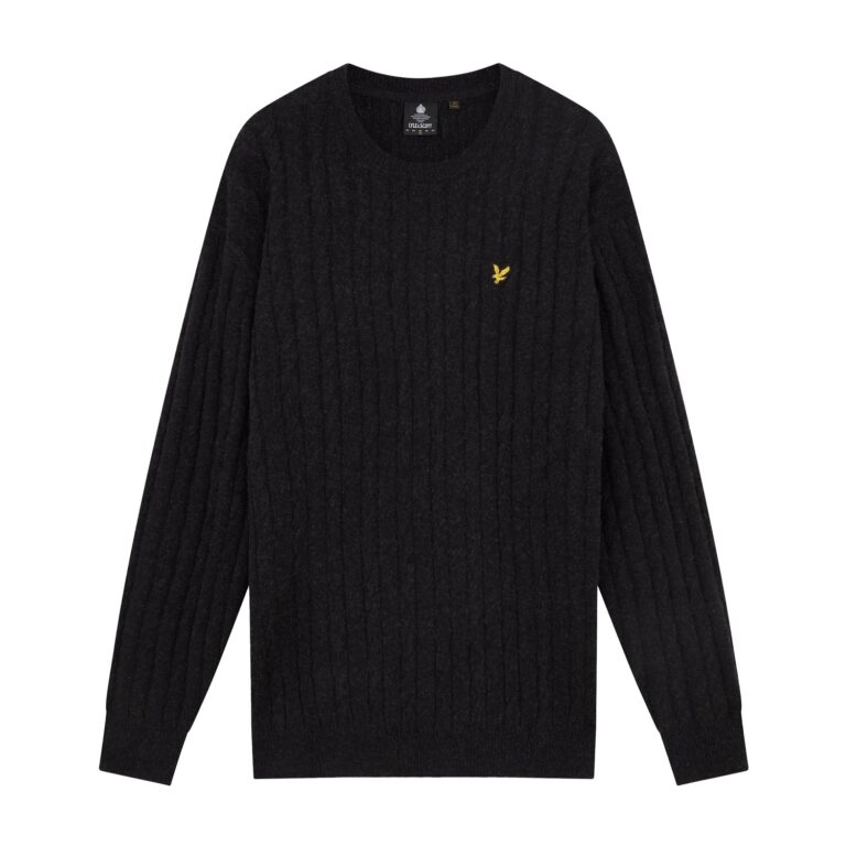 Lyle & Scott Cable Regular Fit Long Sleeve Knit Sweatshirt - Jet Black Marl
