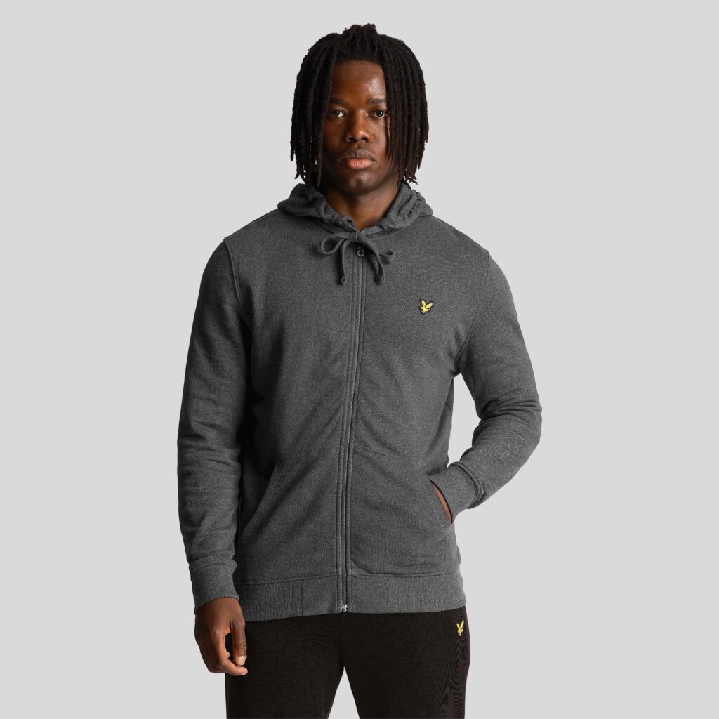 Lyle & Scott Classic Full Zip Regular Fit Long Sleeve Hoodie - Charcoal Marl