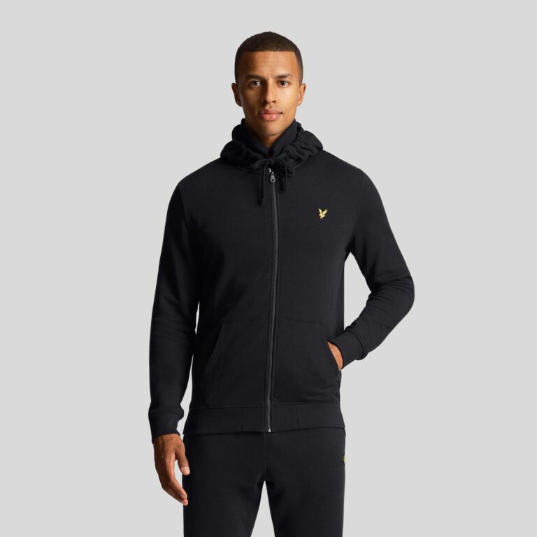 Lyle & Scott Classic Full Zip Regular Fit Long Sleeve Hoodie - Jet Black
