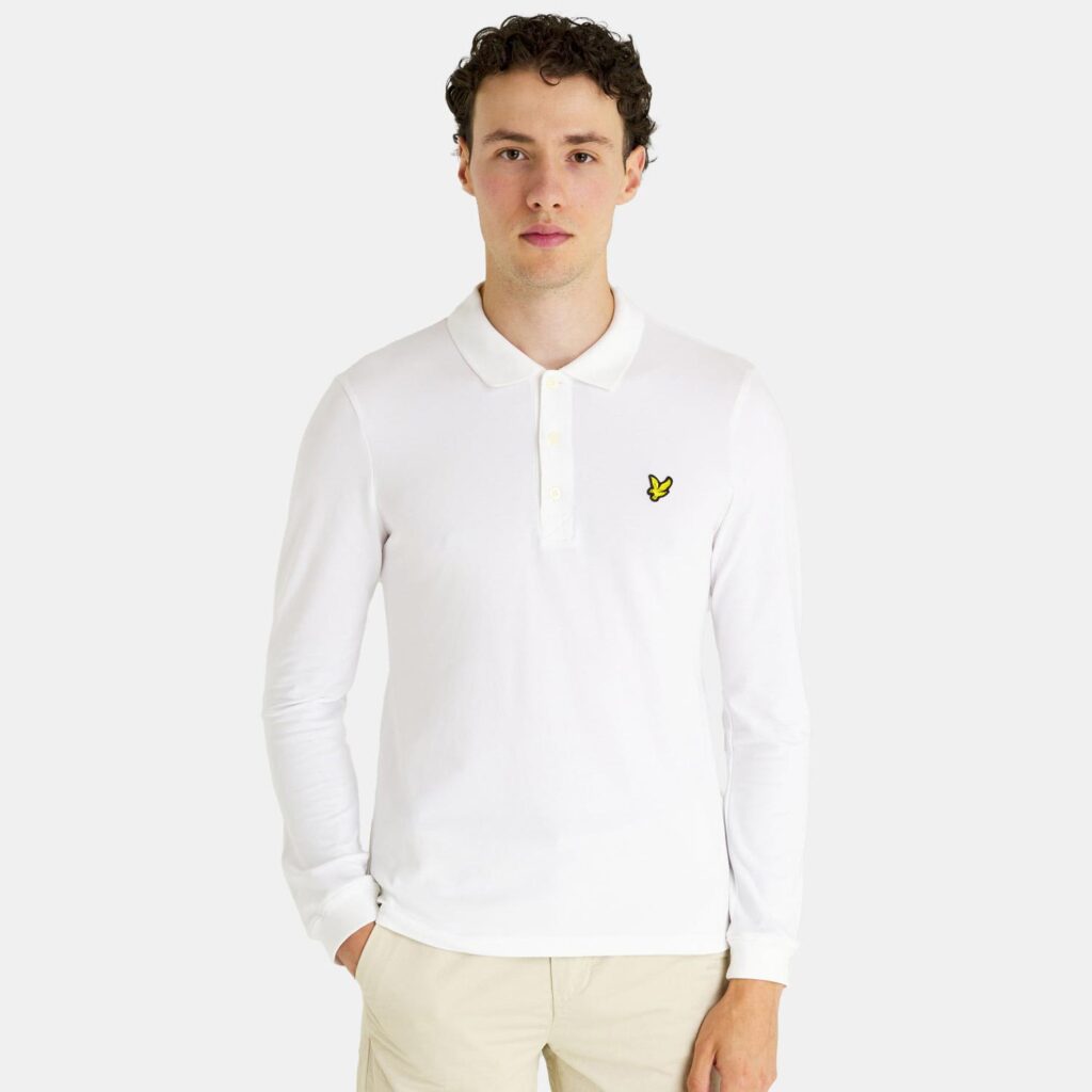 Lyle & Scott Classic Regular Fit Long Sleeve Polo Shirt - White