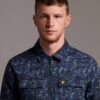 Lyle & Scott Earth Print Regular Fit Long Sleeve Overshirt - Dark Navy