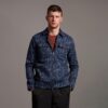 Lyle & Scott Earth Print Regular Fit Long Sleeve Overshirt - Dark Navy