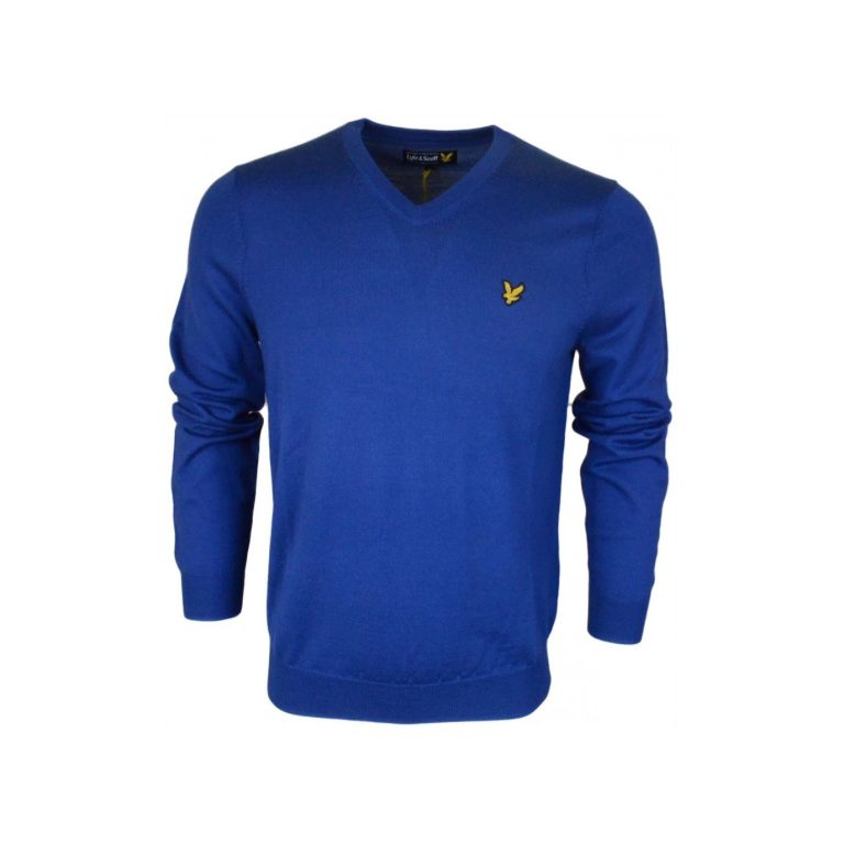 Lyle & Scott Lightweight V Neck Regular Fit Long Sleeve Knit - Saltire Blue