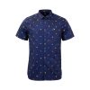 Lyle & Scott Micro Print Poplin Short Sleeve Shirt - Navy