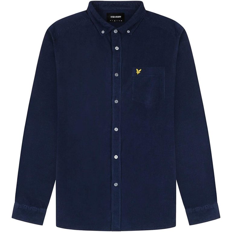 Lyle & Scott Needle Cord Regular Fit Long Sleeve Shirt - Navy