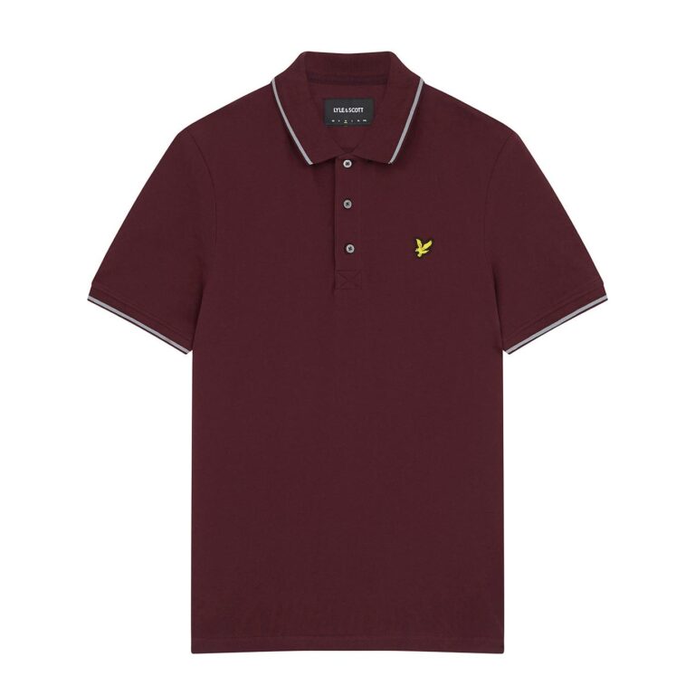 Lyle & Scott Tipped Regular Fit Short Sleeve Polo Shirt - Burgundy/Mid Grey Marl