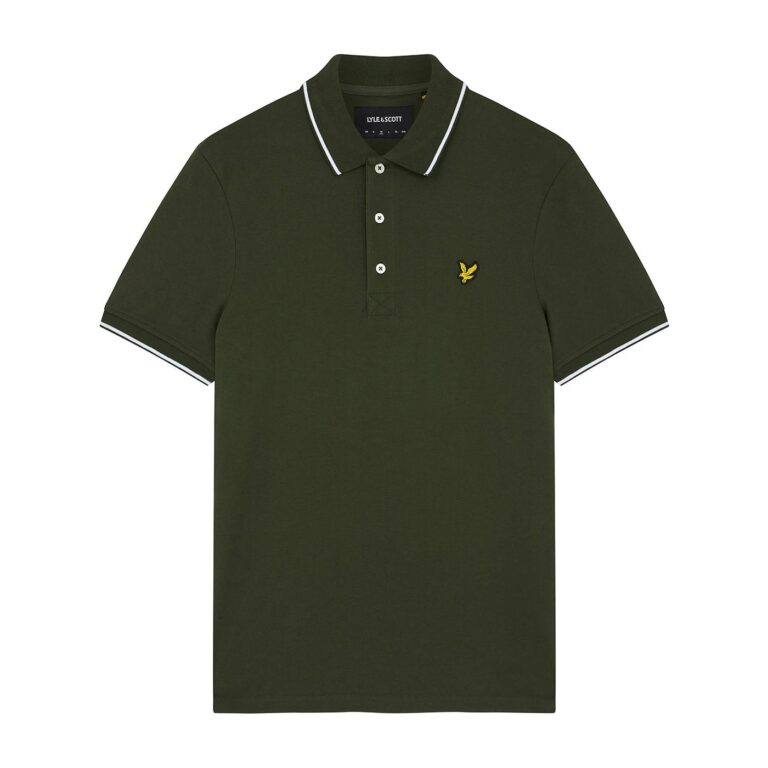 Lyle & Scott Tipped Regular Fit Short Sleeve Polo Shirt - Olive/White