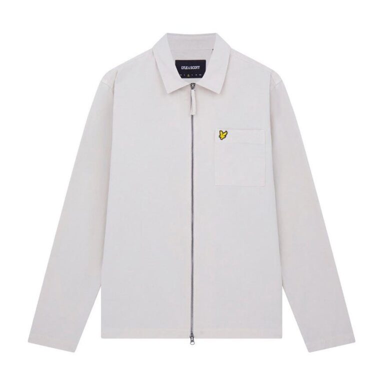 Lyle & Scott Washed Full Zip Twill Regular Fit Long Sleeve Overshirt - Light Mist