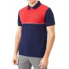 Lyle & Scott Yoke Stripe Regular Fit Short Sleeve Polo Shirt - Gala Red/Navy