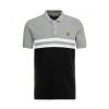 Lyle & Scott Yolk Stripe Regular Fit Short Sleeve Polo Shirt - Mid Grey Marl/Black