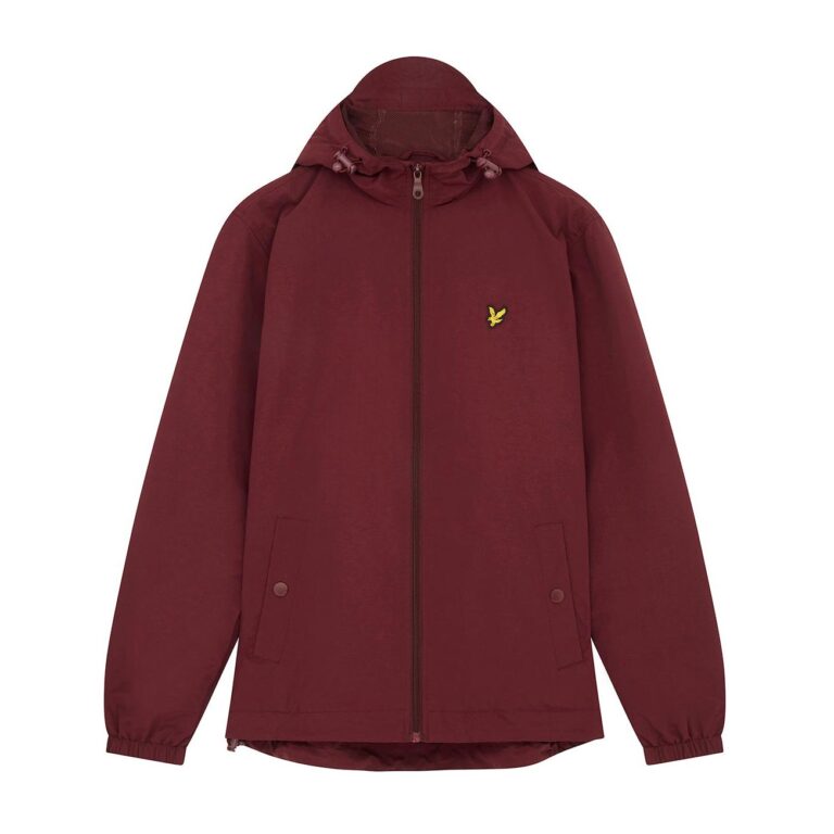 Lyle & Scott Zip Through Hooded Regular Fit Long Sleeve Jacket - Burgundy