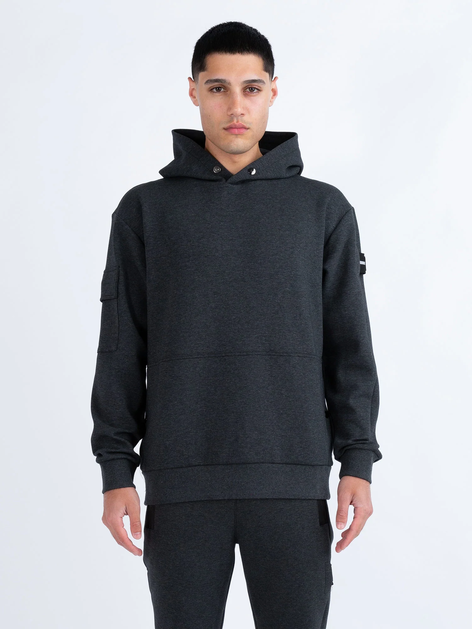 Luke Lotus Relaxed Fit Premium Hoodie - Marl Charcoal
