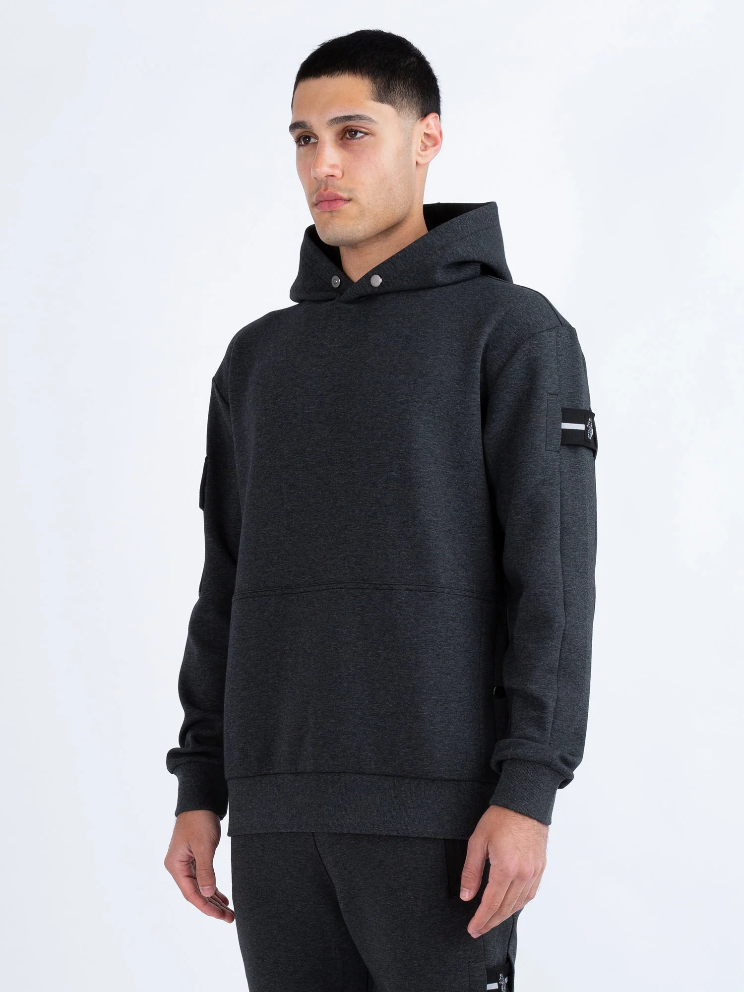 Luke Lotus Relaxed Fit Premium Hoodie - Marl Charcoal