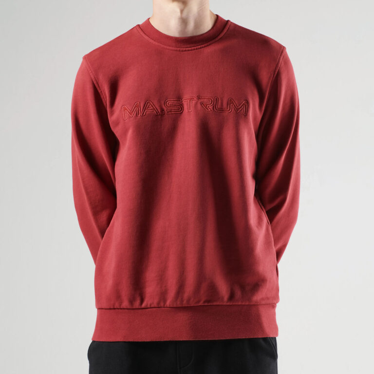 MA.STRUM Applique Logo Regular Fit Long Sleeve Crew Neck Sweatshirt - Carmine Red