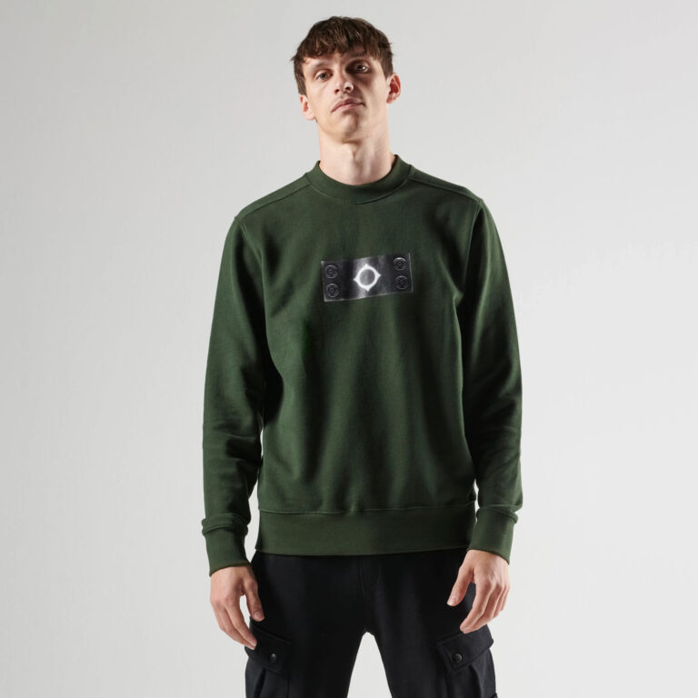 MA.STRUM Trompe L'Oeil Badge Regular Fit Long Sleeve Sweatshirt - Oil Slick
