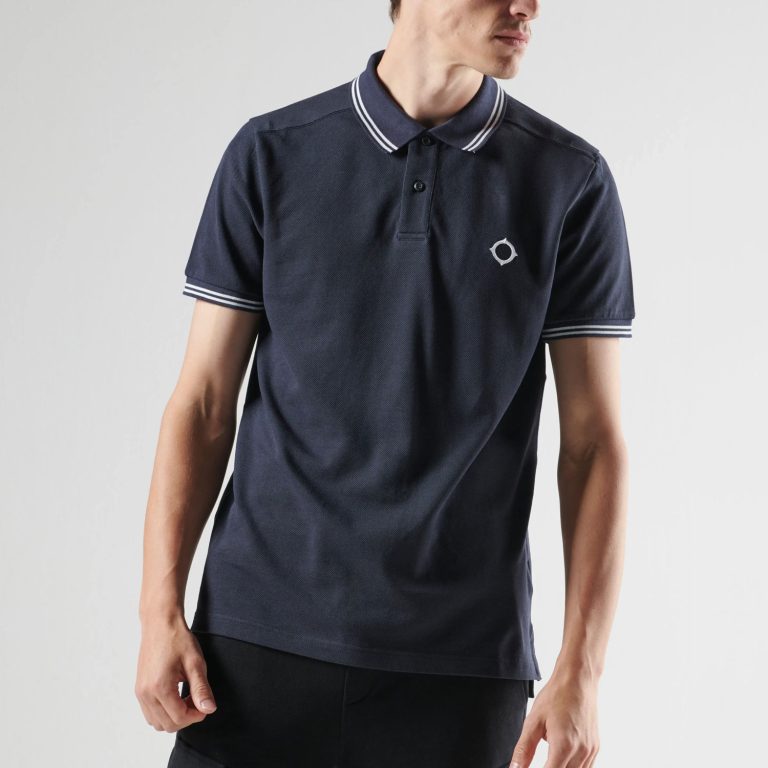 MA.STRUM Double Tipped Regular Fit Short Sleeve Polo Shirt - Ink Navy