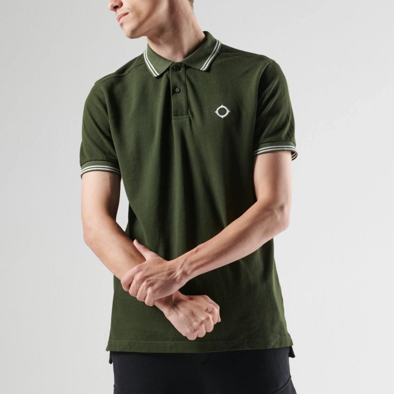 MA.STRUM Double Tipped Regular Fit Short Sleeve Polo Shirt - Oil Slick