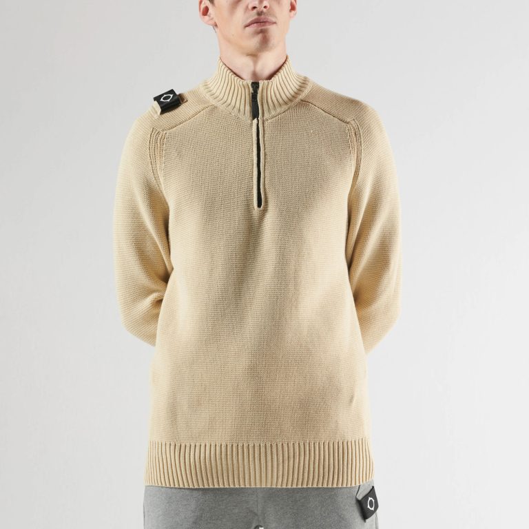 MA.STRUM Milano Regular Fit Long Sleeve Knit Quarter Zip Heavy Sweatshirt - Ash