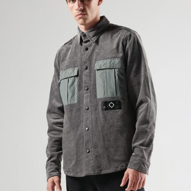 MA.STRUM Milano Relaxed Fit Long Sleeve Corduroy Overshirt - Sedona Grey