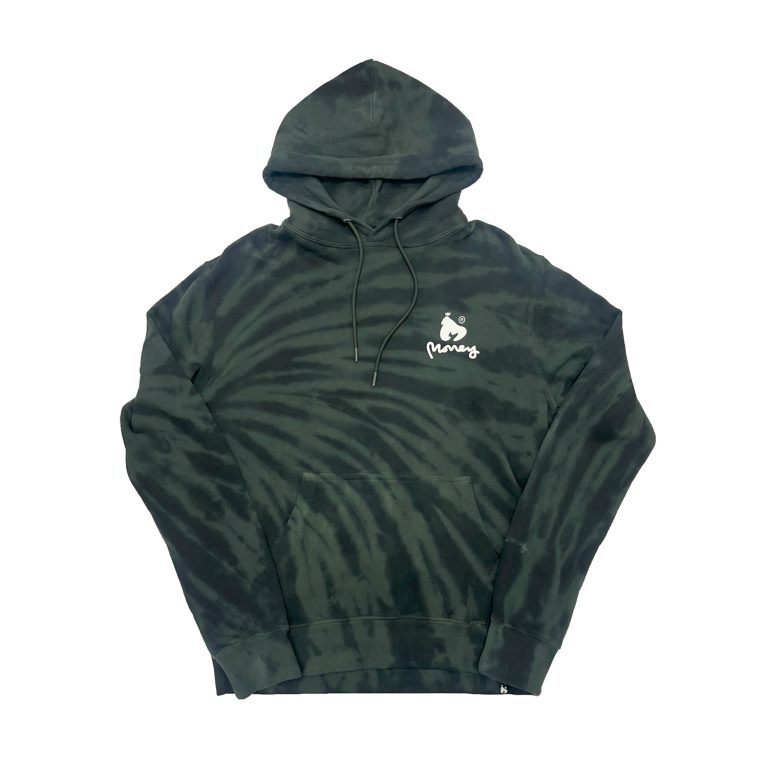 Money Bleach Tiedye Regular Fit Long Sleeve Hoodie - Black/Dark Green