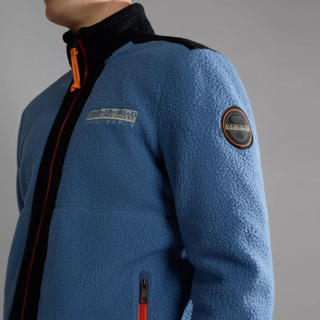 Napapijri Anderby Sherpa 1/4 Zip Regular Fit Long Sleeve Jacket - Blue Horizon