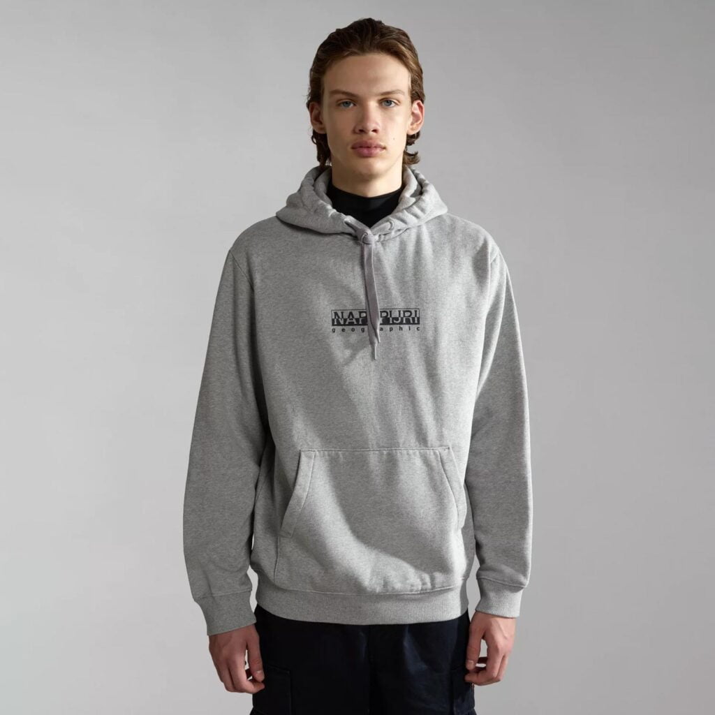 Napapijri Box Regular Fit Long Sleeve Hoodie - Grey Marl