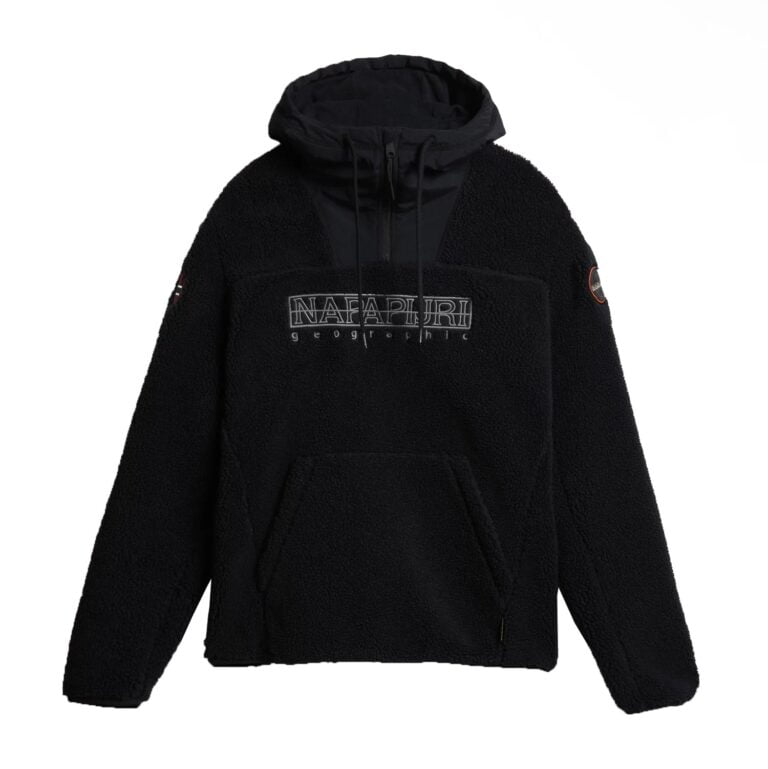 Napapijri Teide Sherpa 1/4 Zip Loose Fit Long Sleeve Jacket - Black