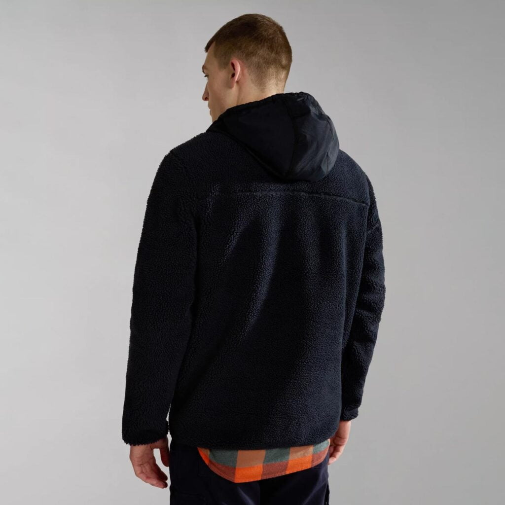 Napapijri Teide Sherpa 1/4 Zip Loose Fit Long Sleeve Jacket - Black