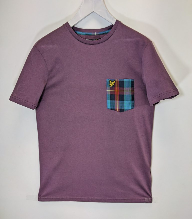 Lyle & Scott Tartan Woven Pocket T-Shirt - Deep Plum