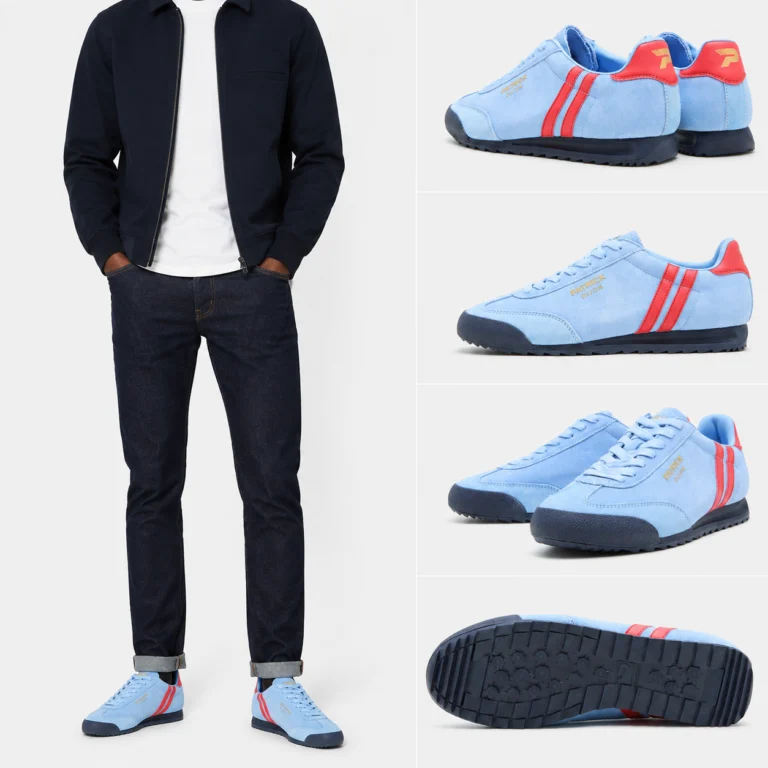 Patrick Dijon Runner Trainers - Sky Blue / Red - 415