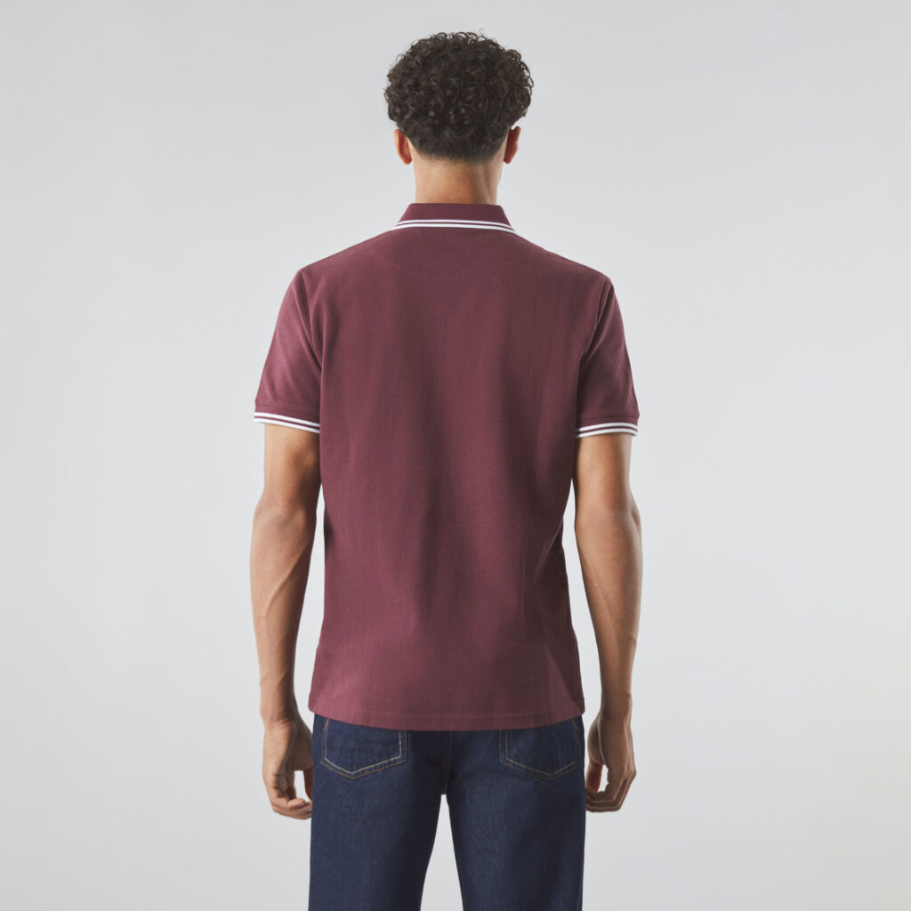 Pretty Green Barton Slim Fit Short Sleeve Polo - Dark Burgundy