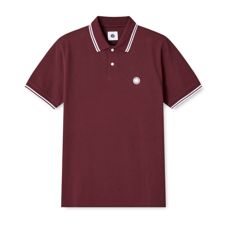 Pretty Green Barton Slim Fit Short Sleeve Polo - Dark Burgundy