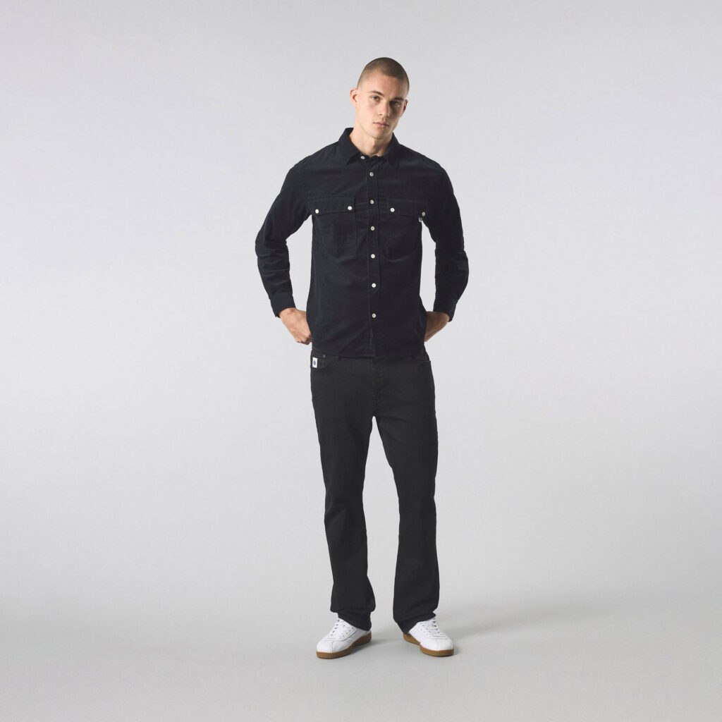Pretty Green Campbell Regular Fit Long Sleeve Cord Shirt - Black